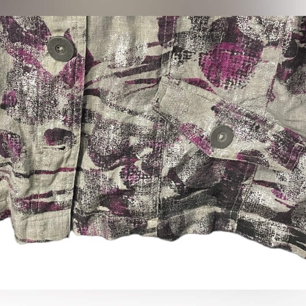 Chicos Women's Size 2 (med) Purple Gray Silver Metallic 100%Linen Jacket Blazer - Picture 6 of 17